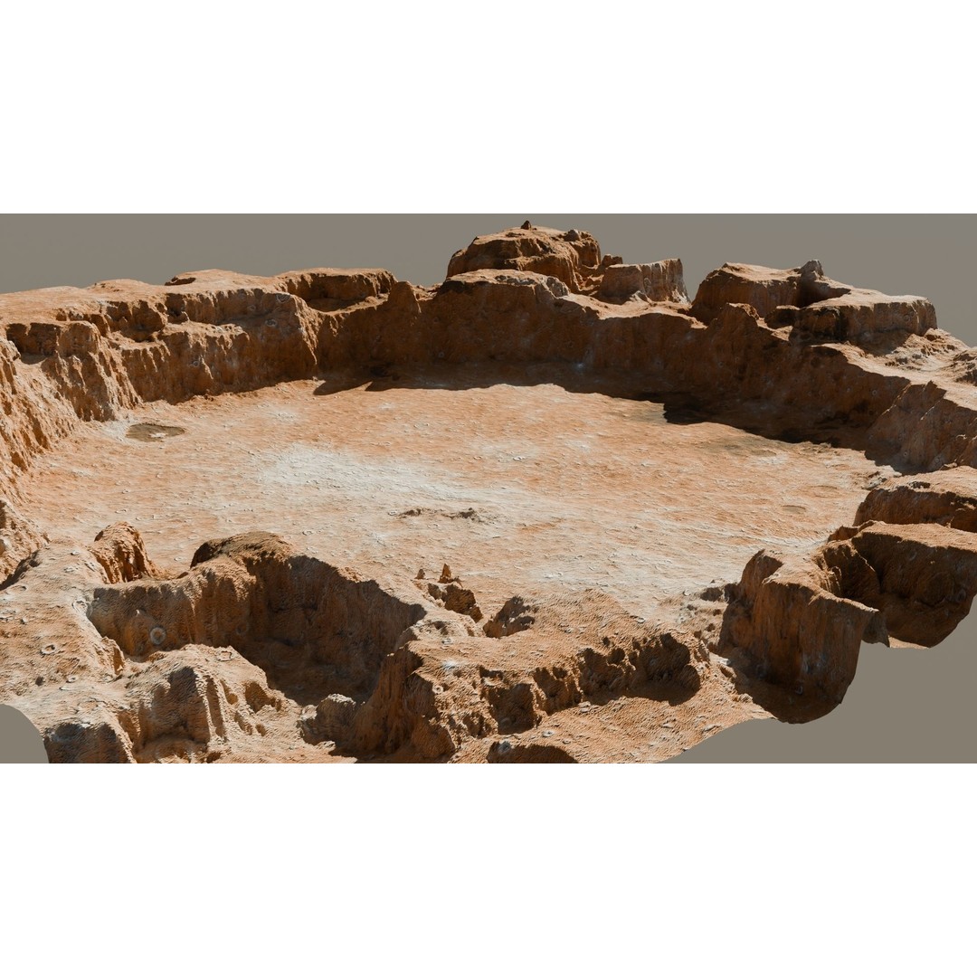 Crater Landscape 3D Model – Low Poly PBR Asset for Games, FBX, OBJ - View 19