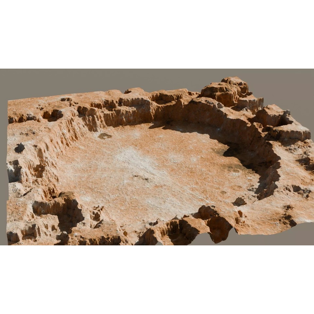 Crater Landscape 3D Model – Low Poly PBR Asset for Games, FBX, OBJ - View 2