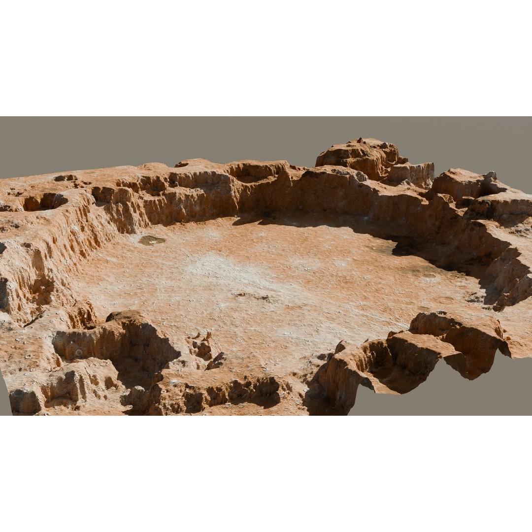 Crater Landscape 3D Model – Low Poly PBR Asset for Games, FBX, OBJ - View 3