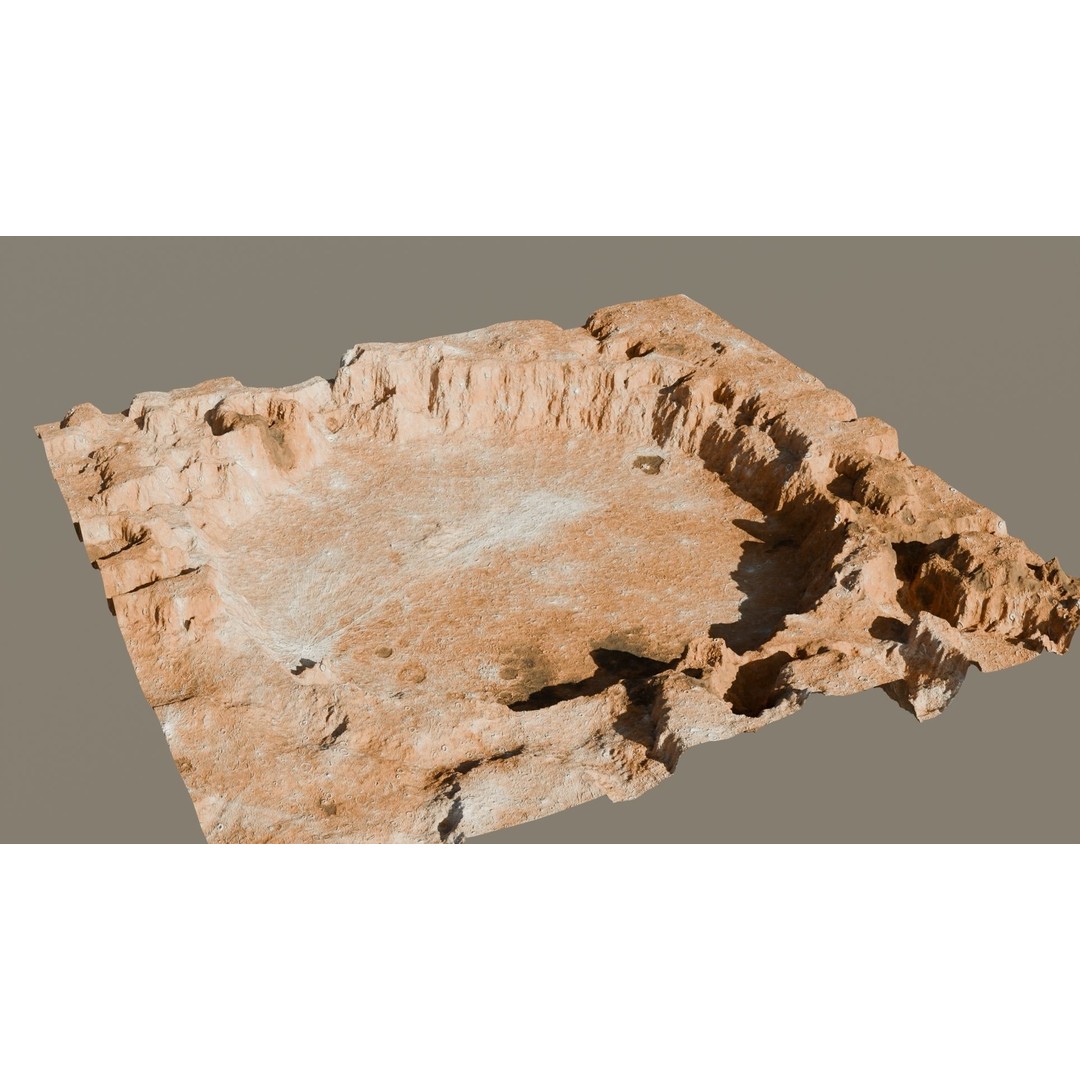 Crater Landscape 3D Model – Low Poly PBR Asset for Games, FBX, OBJ - View 4