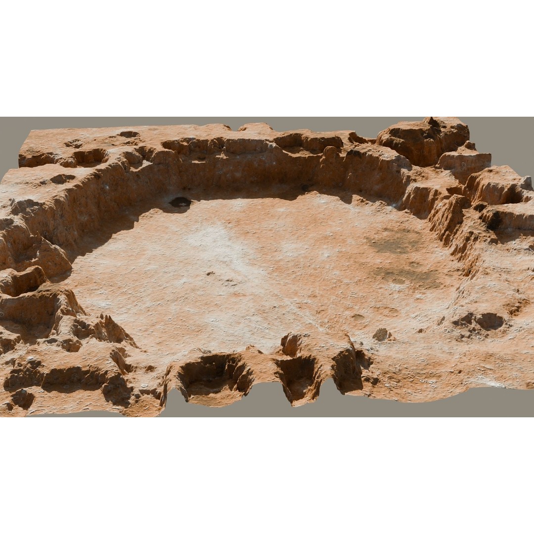 Crater Landscape 3D Model – Low Poly PBR Asset for Games, FBX, OBJ - View 5
