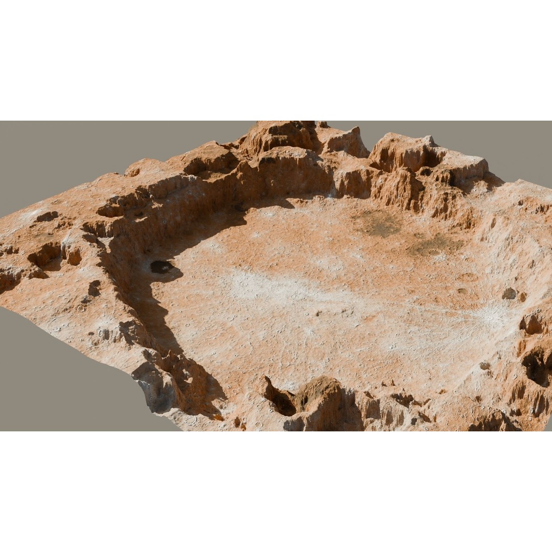 Crater Landscape 3D Model – Low Poly PBR Asset for Games, FBX, OBJ - View 6