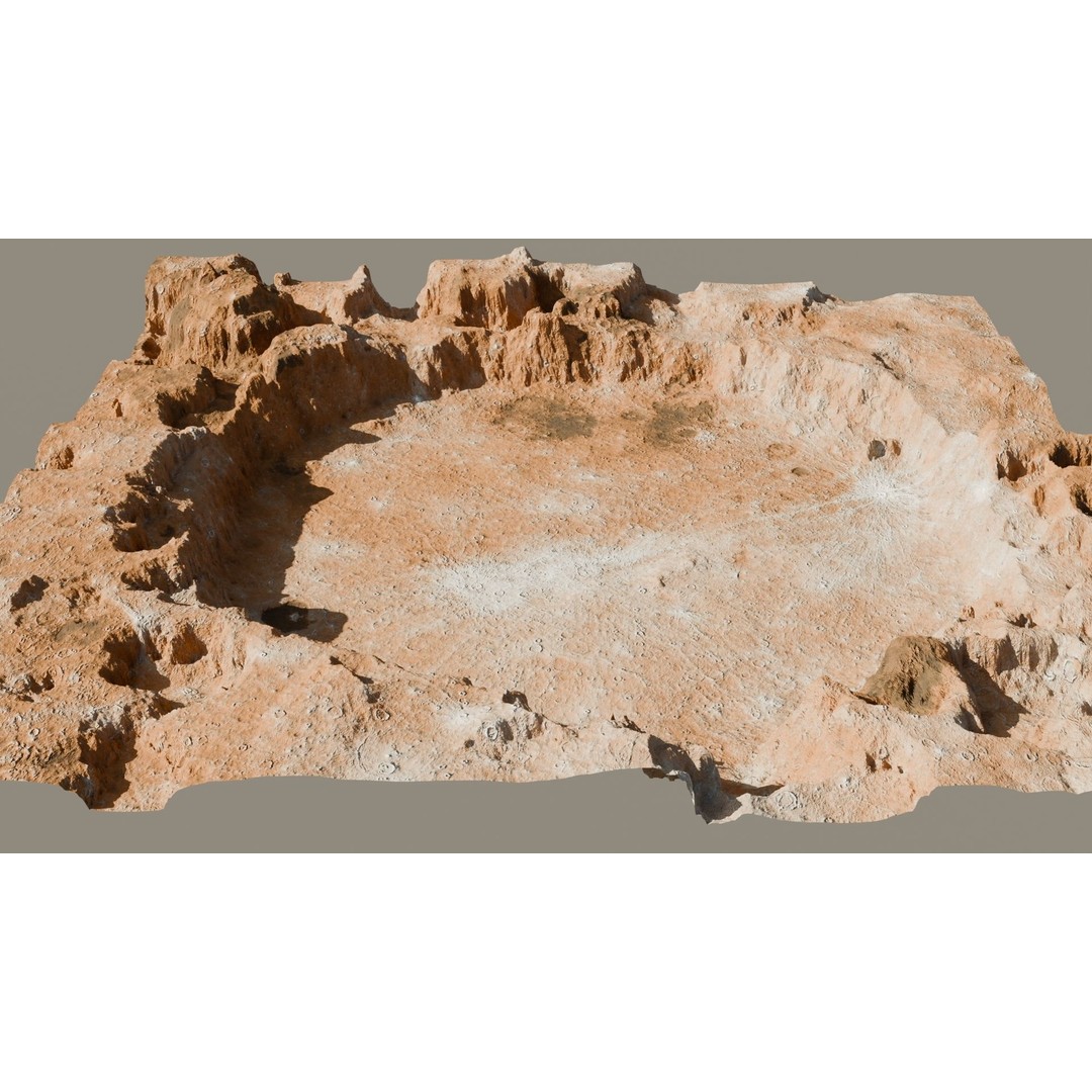 Crater Landscape 3D Model – Low Poly PBR Asset for Games, FBX, OBJ - View 8