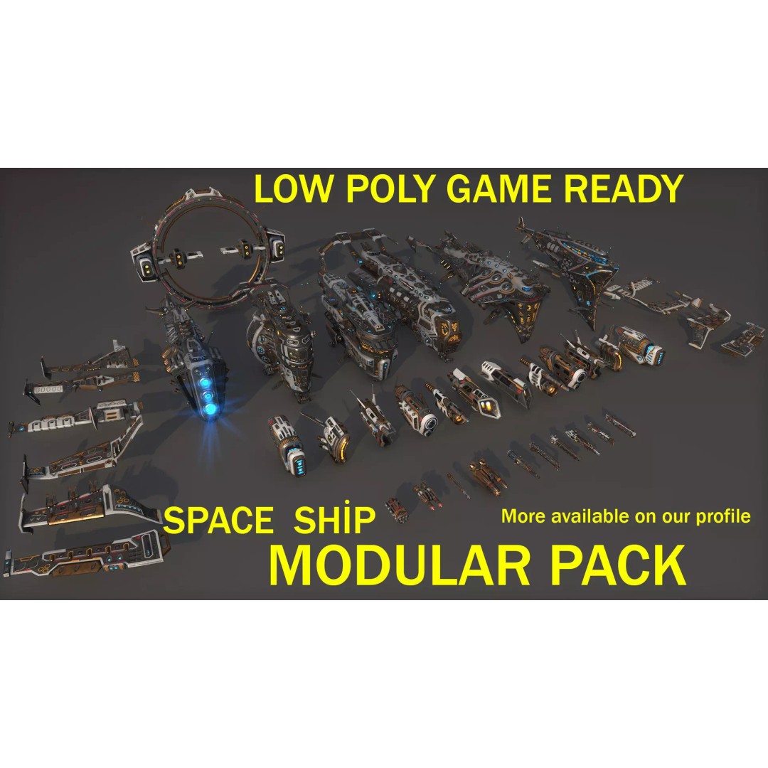 Spaceship 03 3D Model – Low Poly Game Ready PBR Asset, FBX