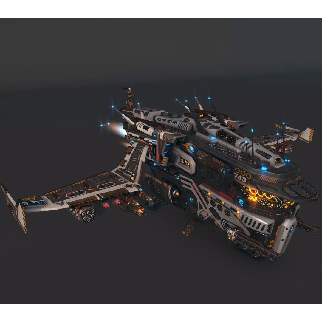 Spaceship 03 3D Model – Low Poly Game Ready PBR Asset, FBX - View 10