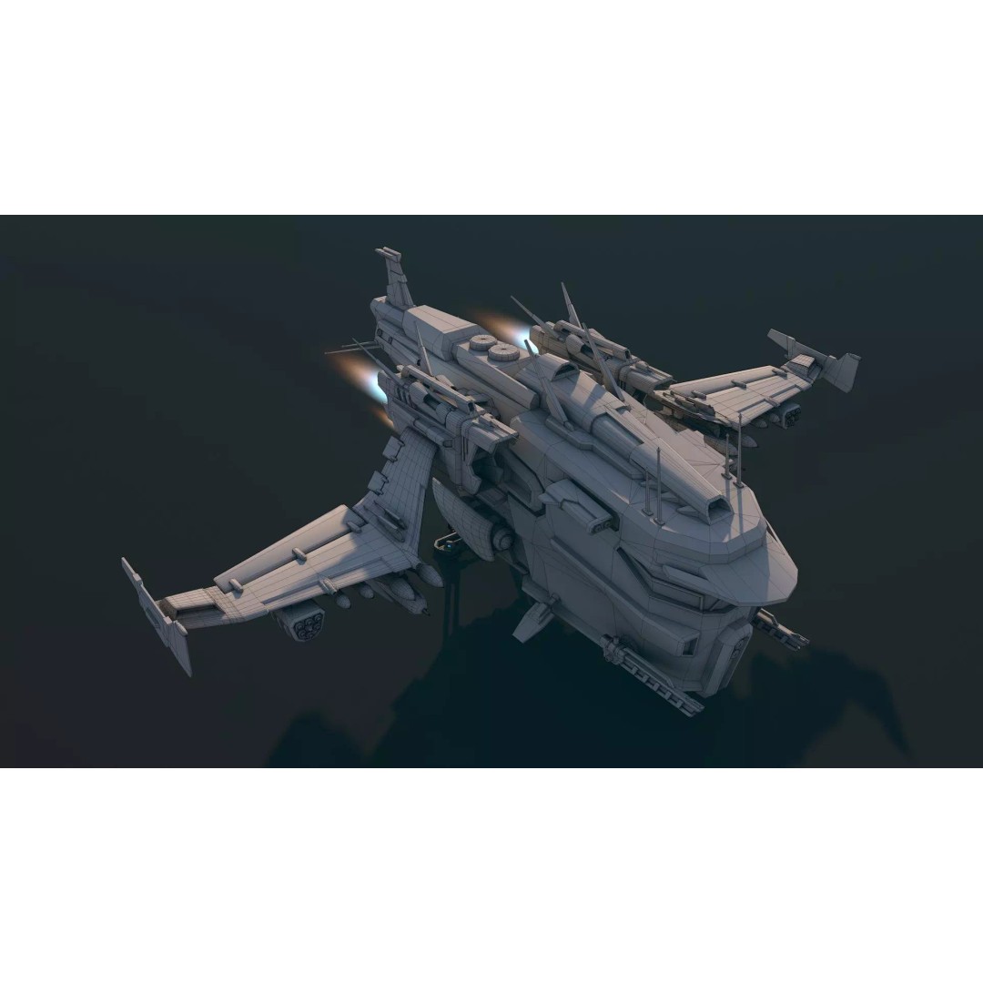 Spaceship 03 3D Model – Low Poly Game Ready PBR Asset, FBX - View 11