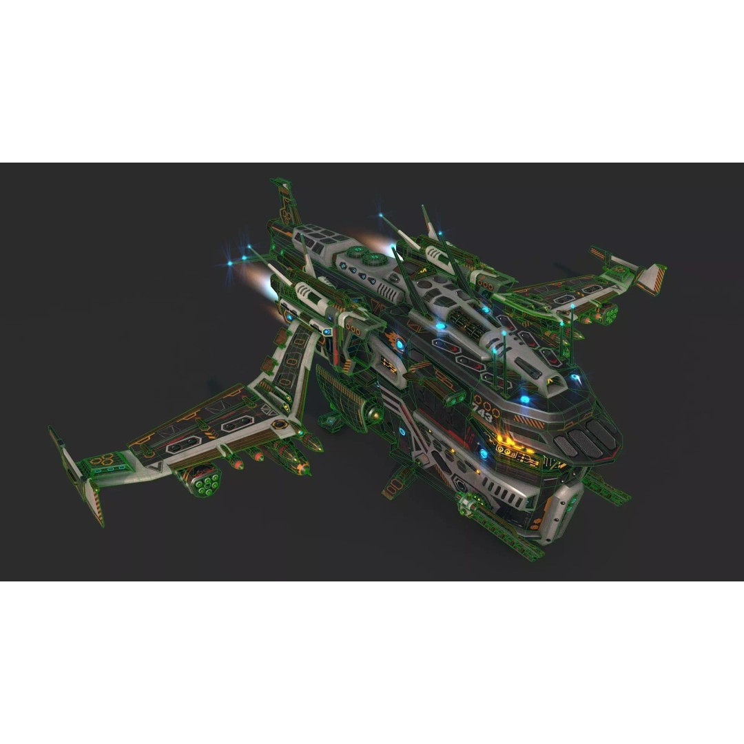 Spaceship 03 3D Model – Low Poly Game Ready PBR Asset, FBX - View 4