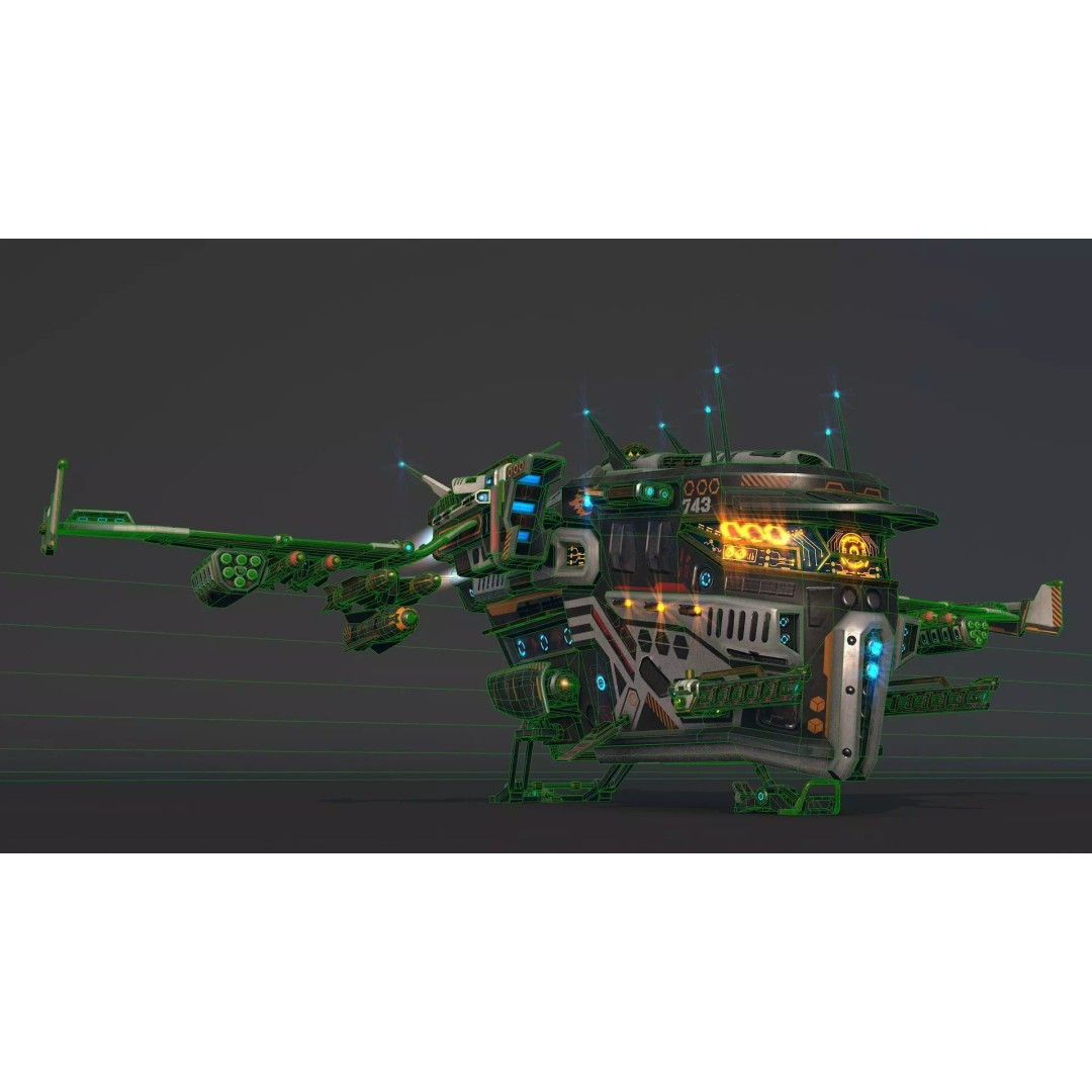 Spaceship 03 3D Model – Low Poly Game Ready PBR Asset, FBX - View 5