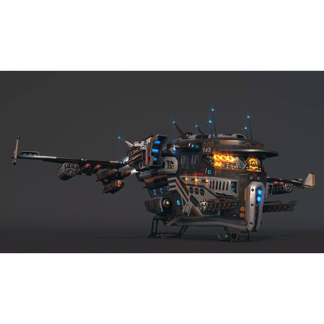 Spaceship 03 3D Model – Low Poly Game Ready PBR Asset, FBX - View 6