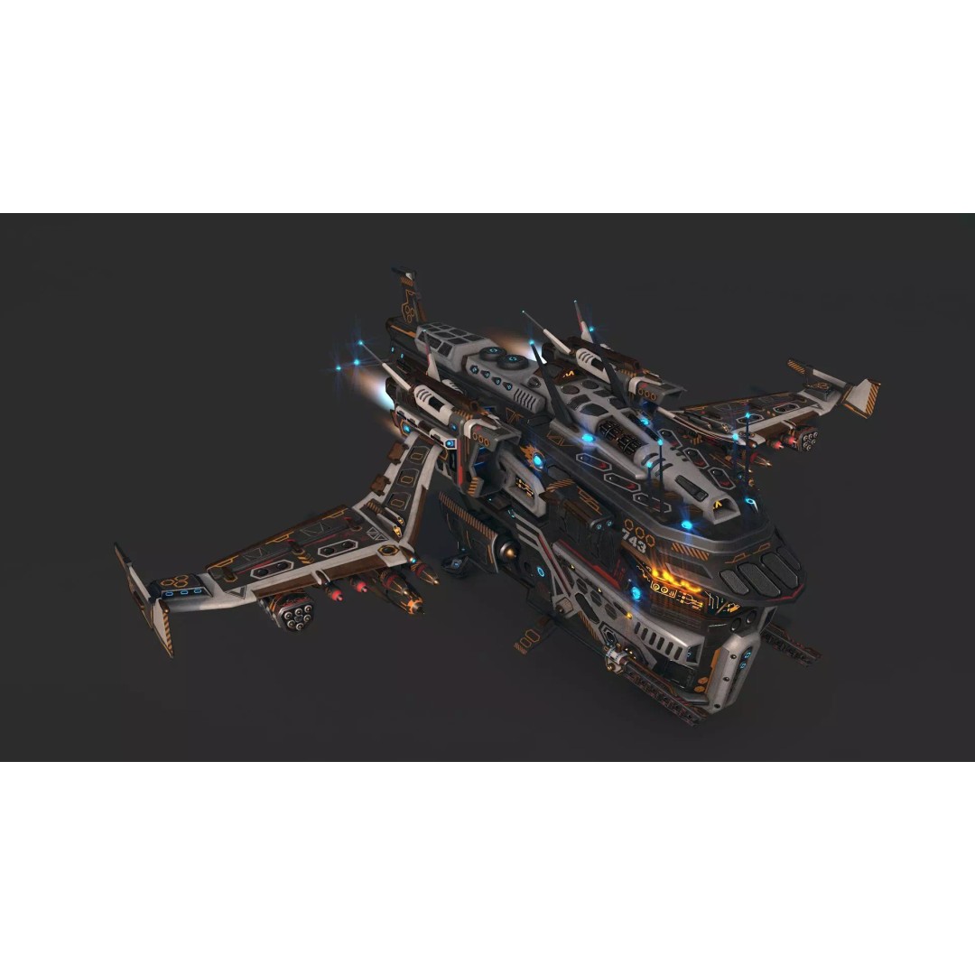 Spaceship 03 3D Model – Low Poly Game Ready PBR Asset, FBX - View 8