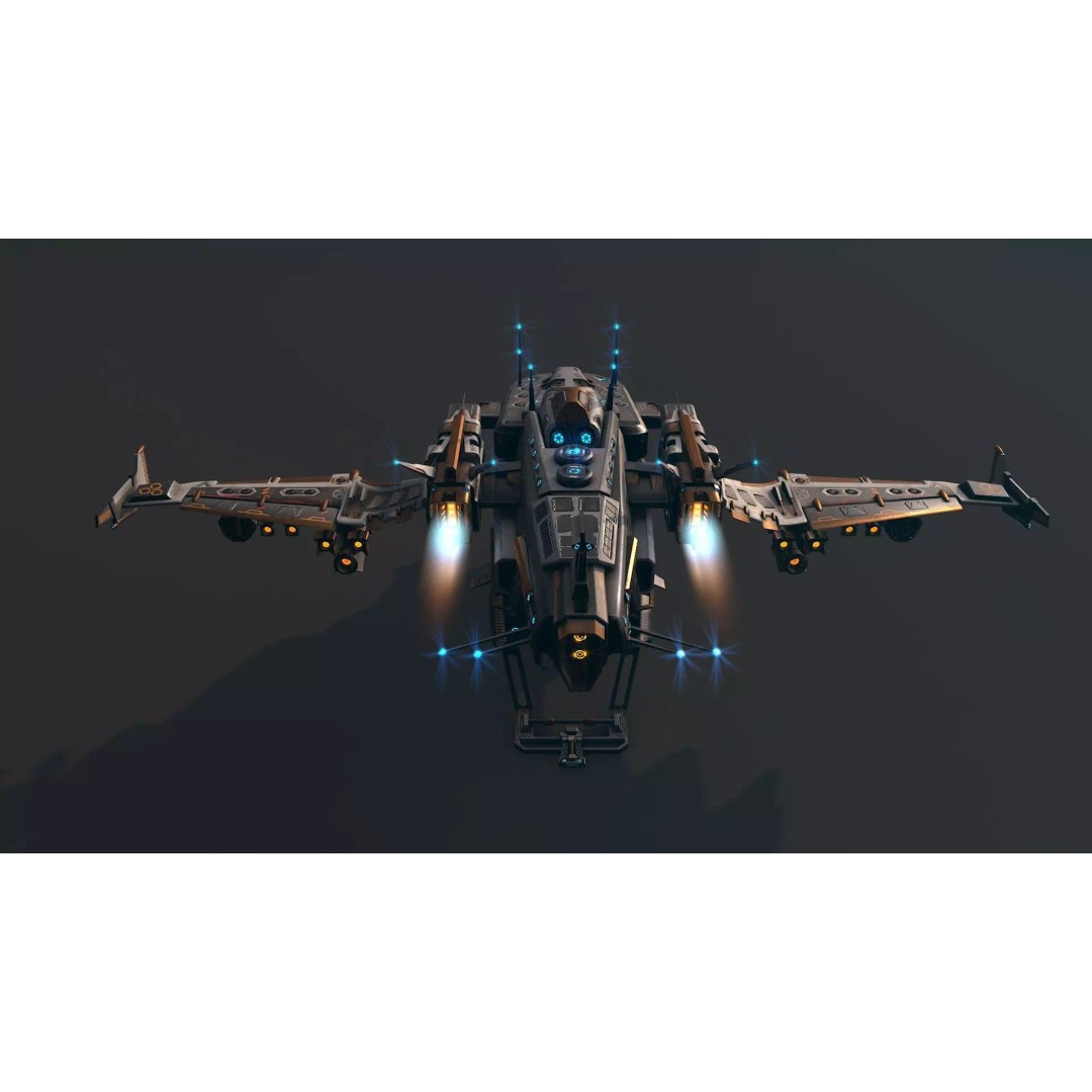 Spaceship 03 3D Model – Low Poly Game Ready PBR Asset, FBX - View 9