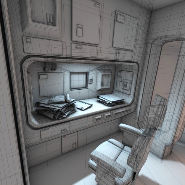 Spaceship Interior 3D Model – HD Medical Bay with Props, Blender, OBJ - View 10