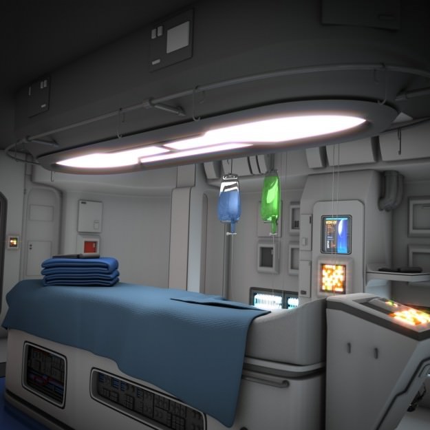 Spaceship Interior 3D Model – HD Medical Bay with Props, Blender, OBJ - View 11