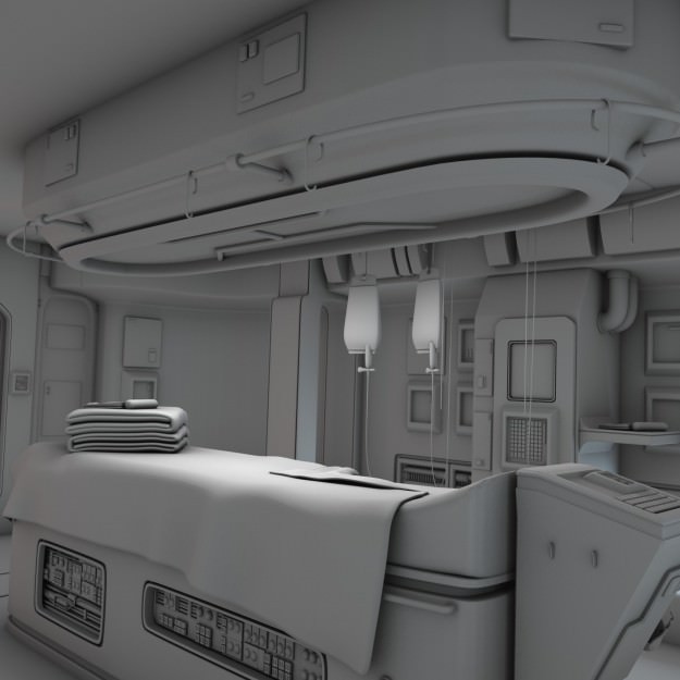 Spaceship Interior 3D Model – HD Medical Bay with Props, Blender, OBJ - View 12