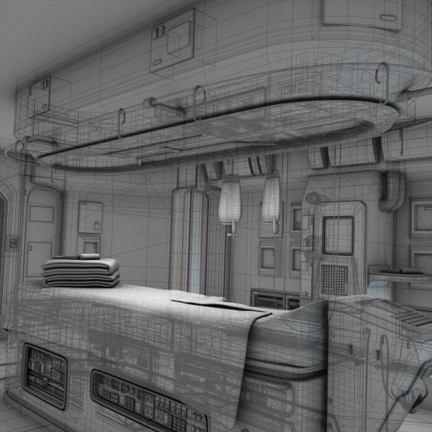Spaceship Interior 3D Model – HD Medical Bay with Props, Blender, OBJ - View 13
