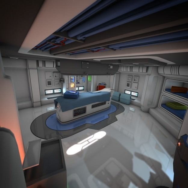 Spaceship Interior 3D Model – HD Medical Bay with Props, Blender, OBJ - View 14