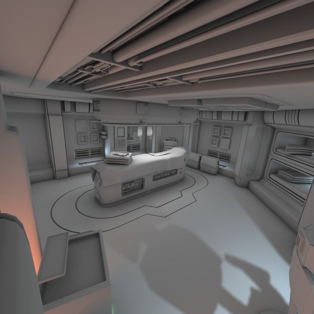 Spaceship Interior 3D Model – HD Medical Bay with Props, Blender, OBJ - View 15