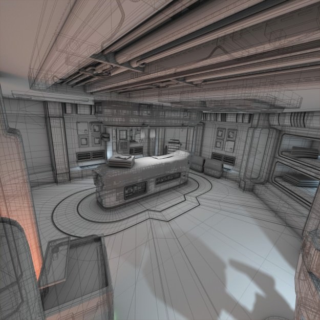Spaceship Interior 3D Model – HD Medical Bay with Props, Blender, OBJ - View 16