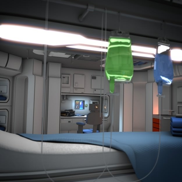 Spaceship Interior 3D Model – HD Medical Bay with Props, Blender, OBJ - View 17