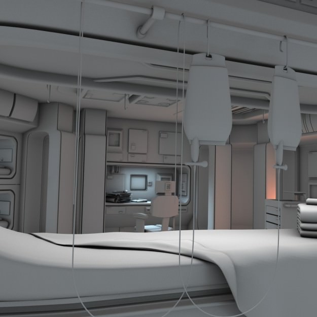 Spaceship Interior 3D Model – HD Medical Bay with Props, Blender, OBJ - View 18