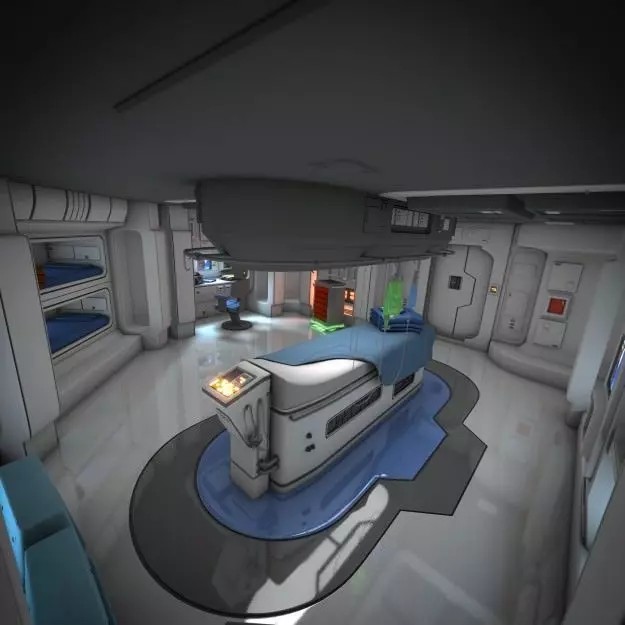 Spaceship Interior 3D Model – HD Medical Bay with Props, Blender, OBJ - View 2