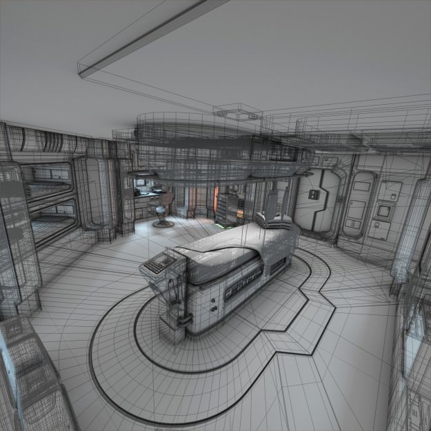 Spaceship Interior 3D Model – HD Medical Bay with Props, Blender, OBJ - View 4