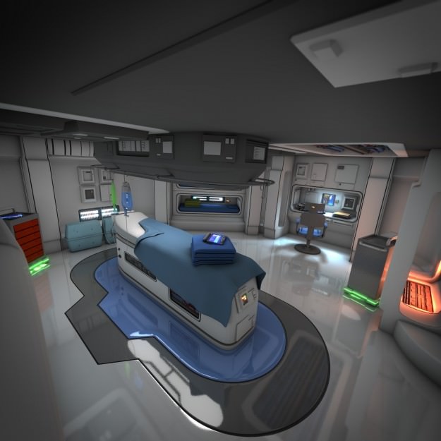 Spaceship Interior 3D Model – HD Medical Bay with Props, Blender, OBJ - View 5