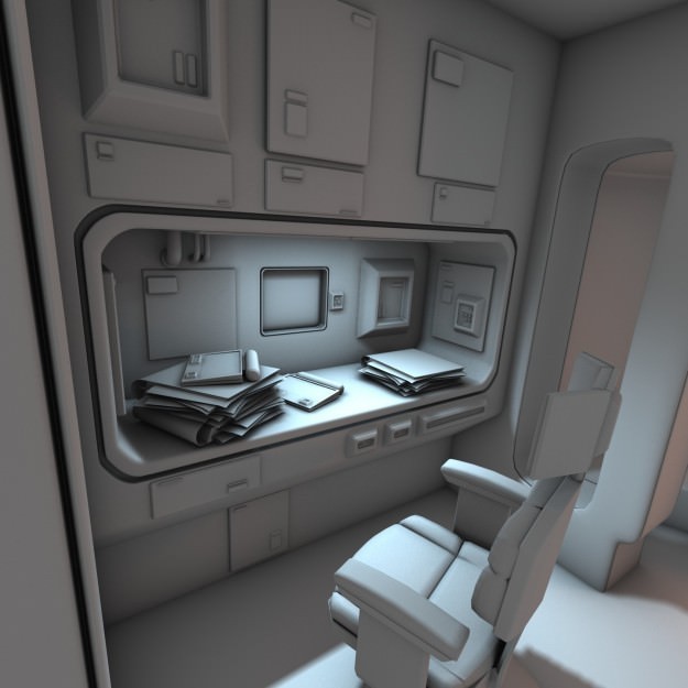 Spaceship Interior 3D Model – HD Medical Bay with Props, Blender, OBJ - View 9