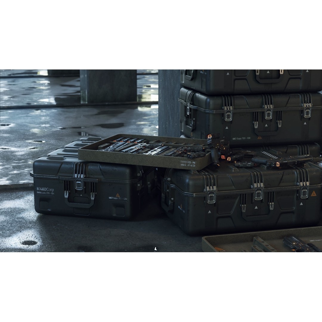 SciFi Crate 3D Model – Low Poly PBR Asset, Game Ready FBX - View 3