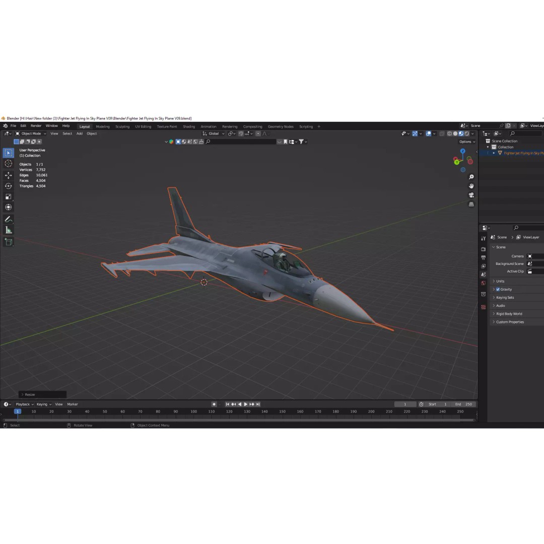 Fighter Jet 3D Model – Low Poly Military Aircraft, FBX & Blender - View 16