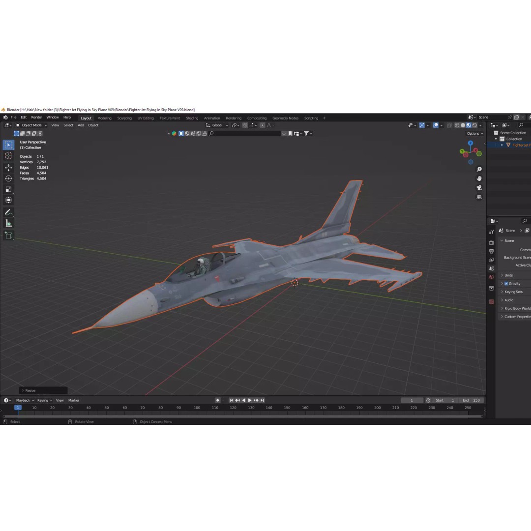 Fighter Jet 3D Model – Low Poly Military Aircraft, FBX & Blender - View 17
