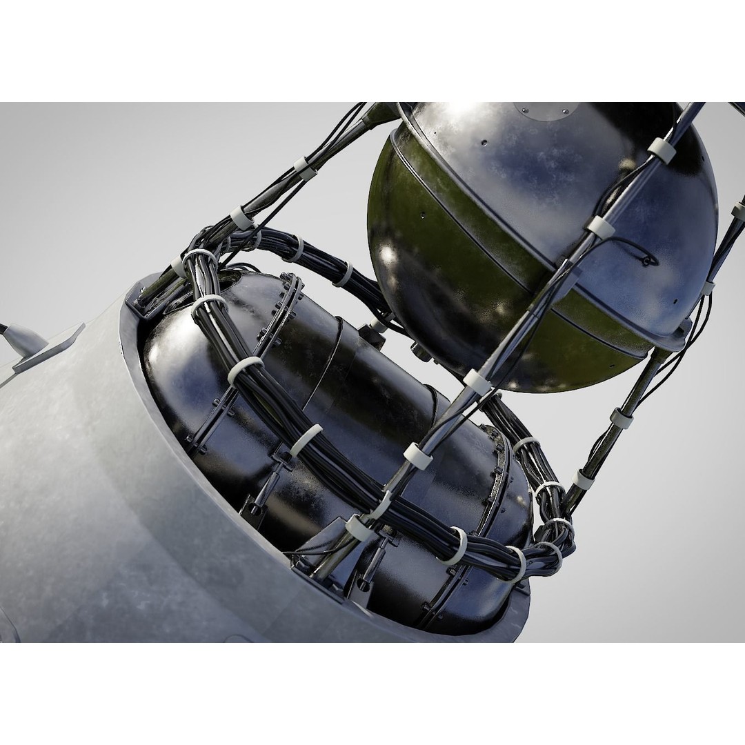 Sputnik 2 3D Model – PBR Spaceship Asset, Blender, FBX, OBJ - View 4