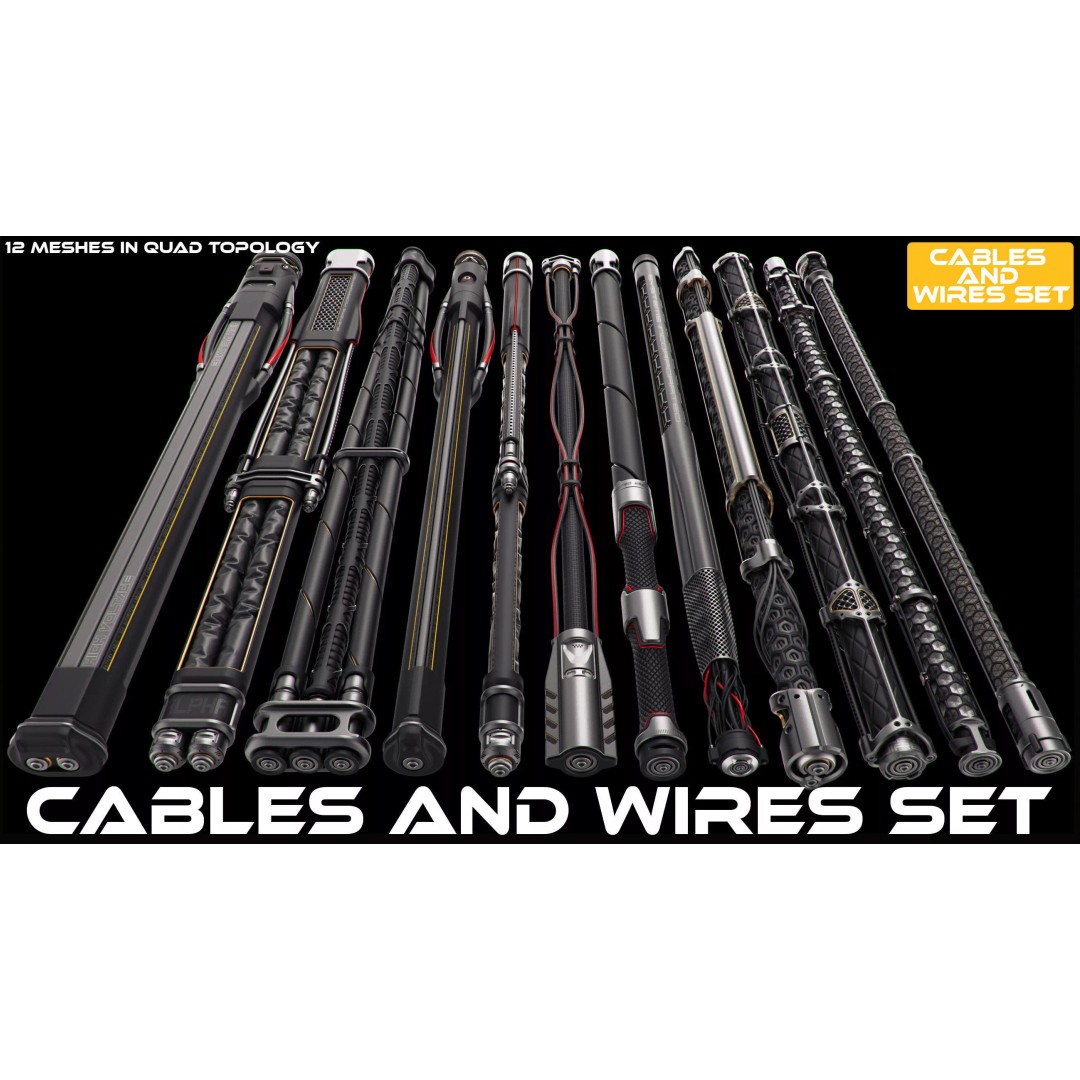 Wires and Cables 3D Model – Sci-Fi Vehicle Asset, OBJ Format - View 2