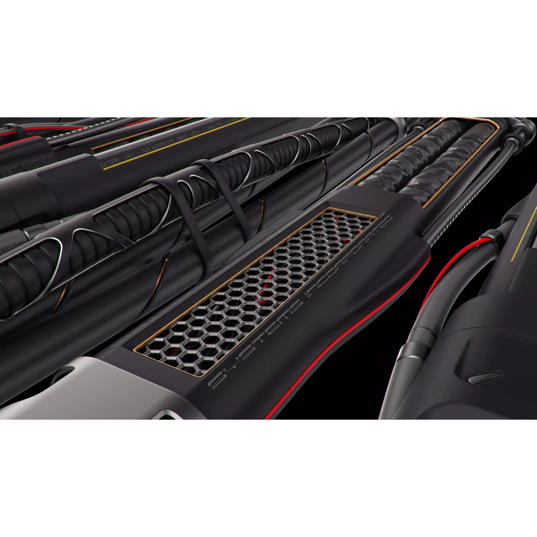 Wires and Cables 3D Model – Sci-Fi Vehicle Asset, OBJ Format - View 5