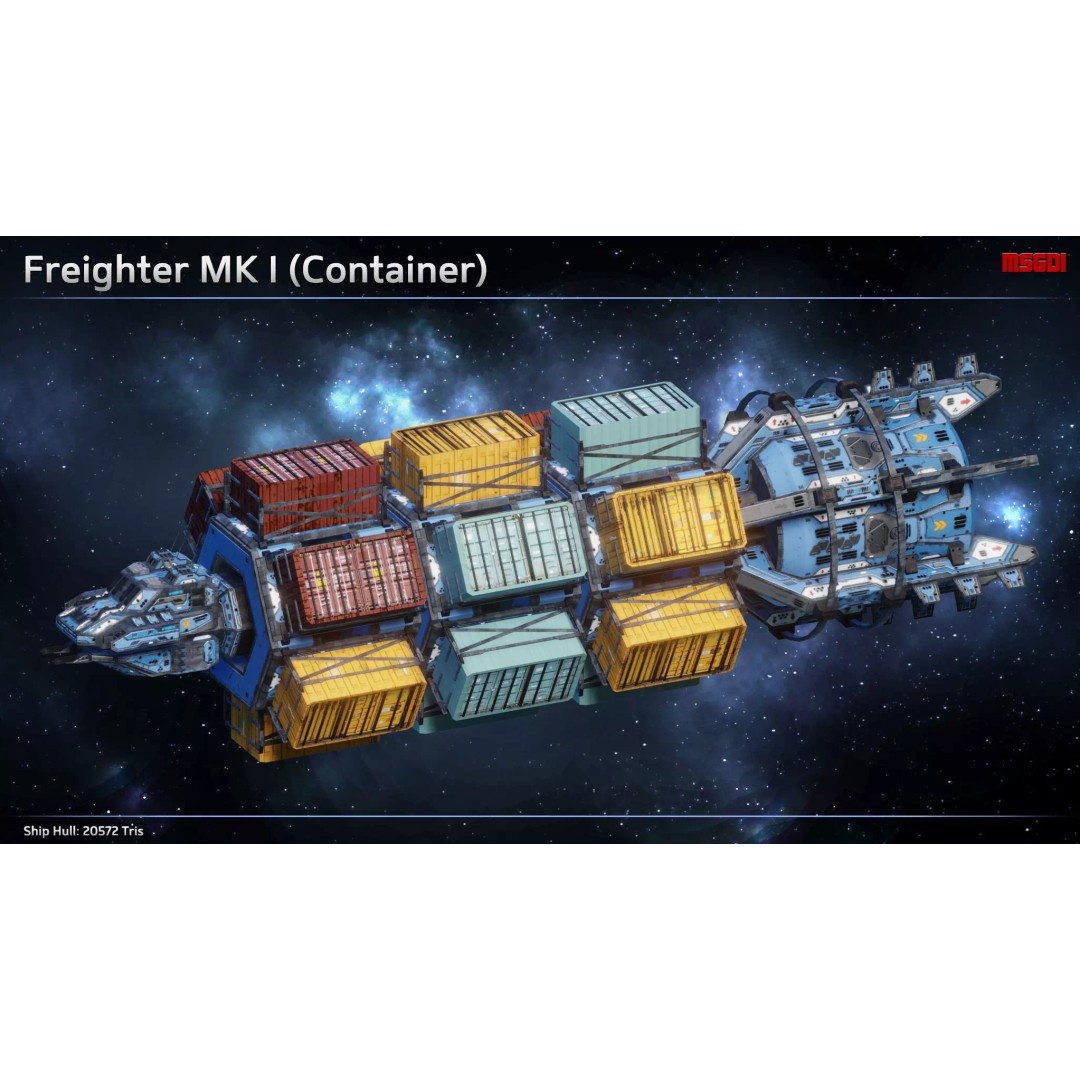 Spaceship Freighter MK I 3D Model – Low Poly Sci-Fi Game Asset, FBX - View 2