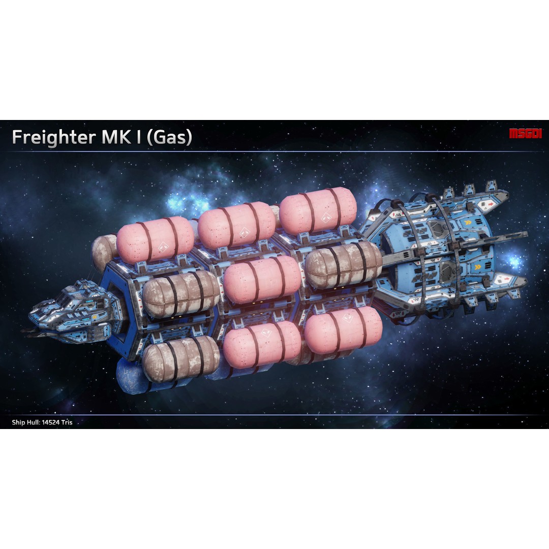Spaceship Freighter MK I 3D Model – Low Poly Sci-Fi Game Asset, FBX - View 3