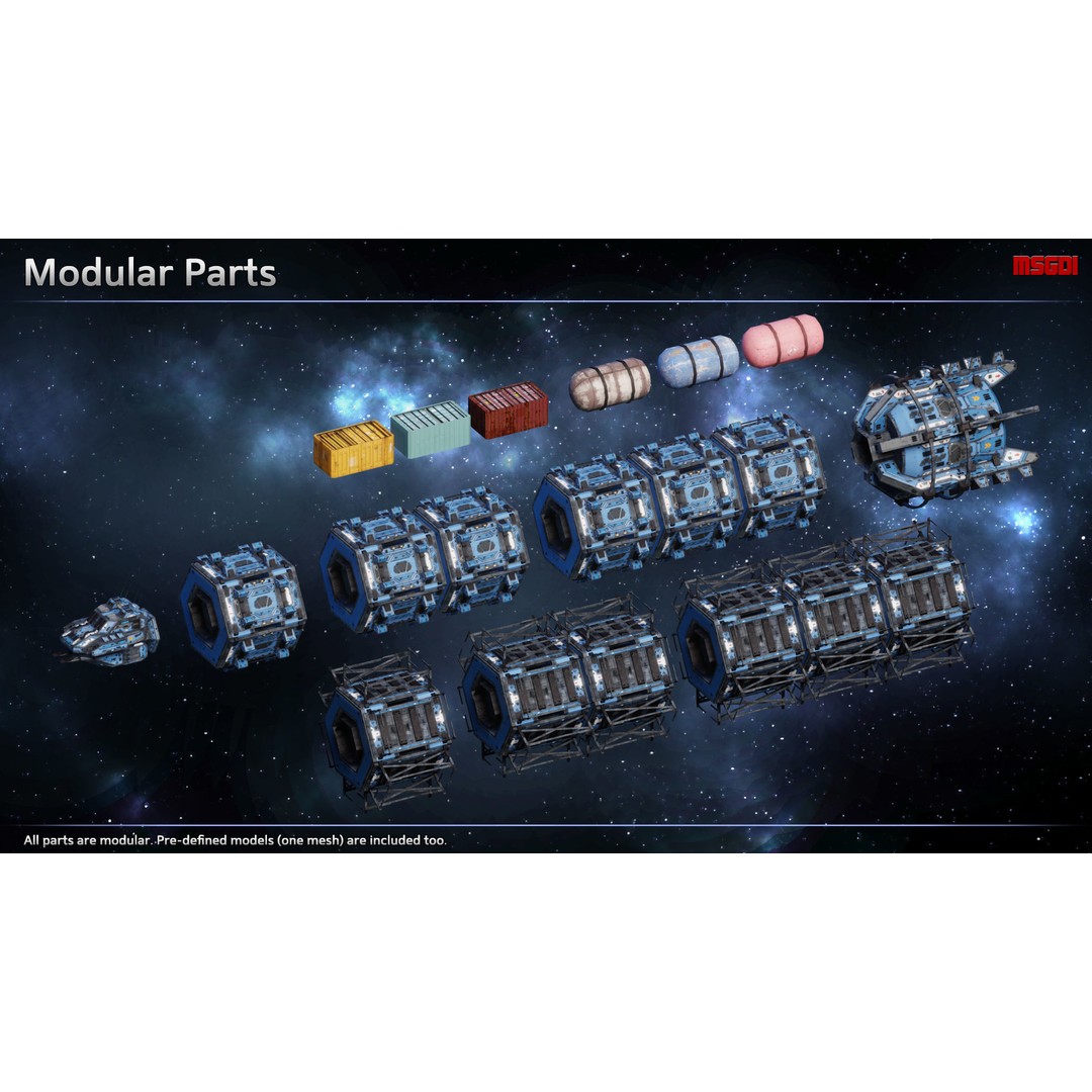 Spaceship Freighter MK I 3D Model – Low Poly Sci-Fi Game Asset, FBX - View 4