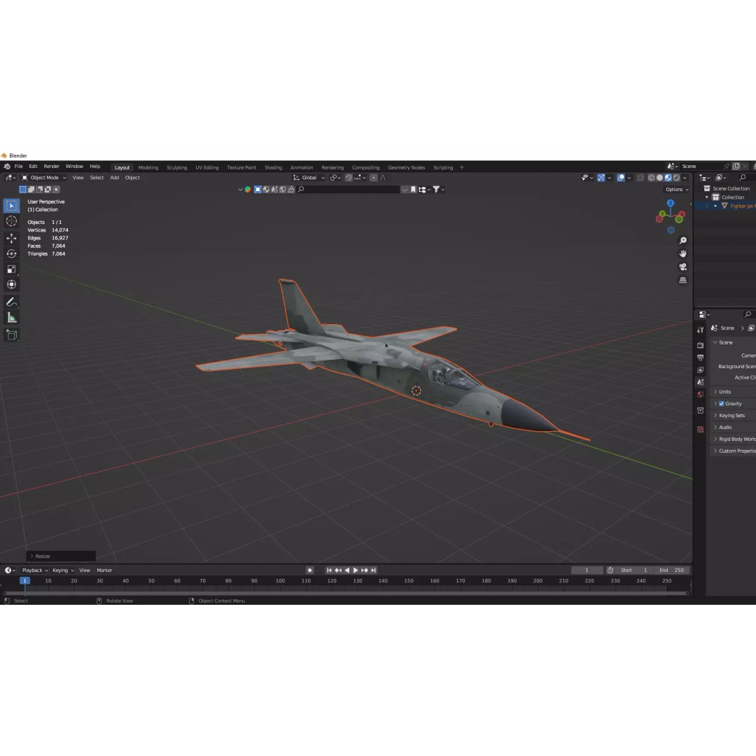 Fighter Jet 3D Model – Low Poly Game Asset, FBX, PBR Textures - View 13