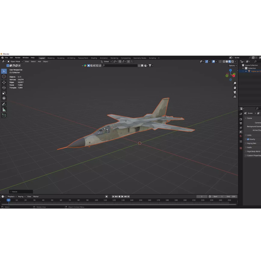 Fighter Jet 3D Model – Low Poly Game Asset, FBX, PBR Textures - View 14