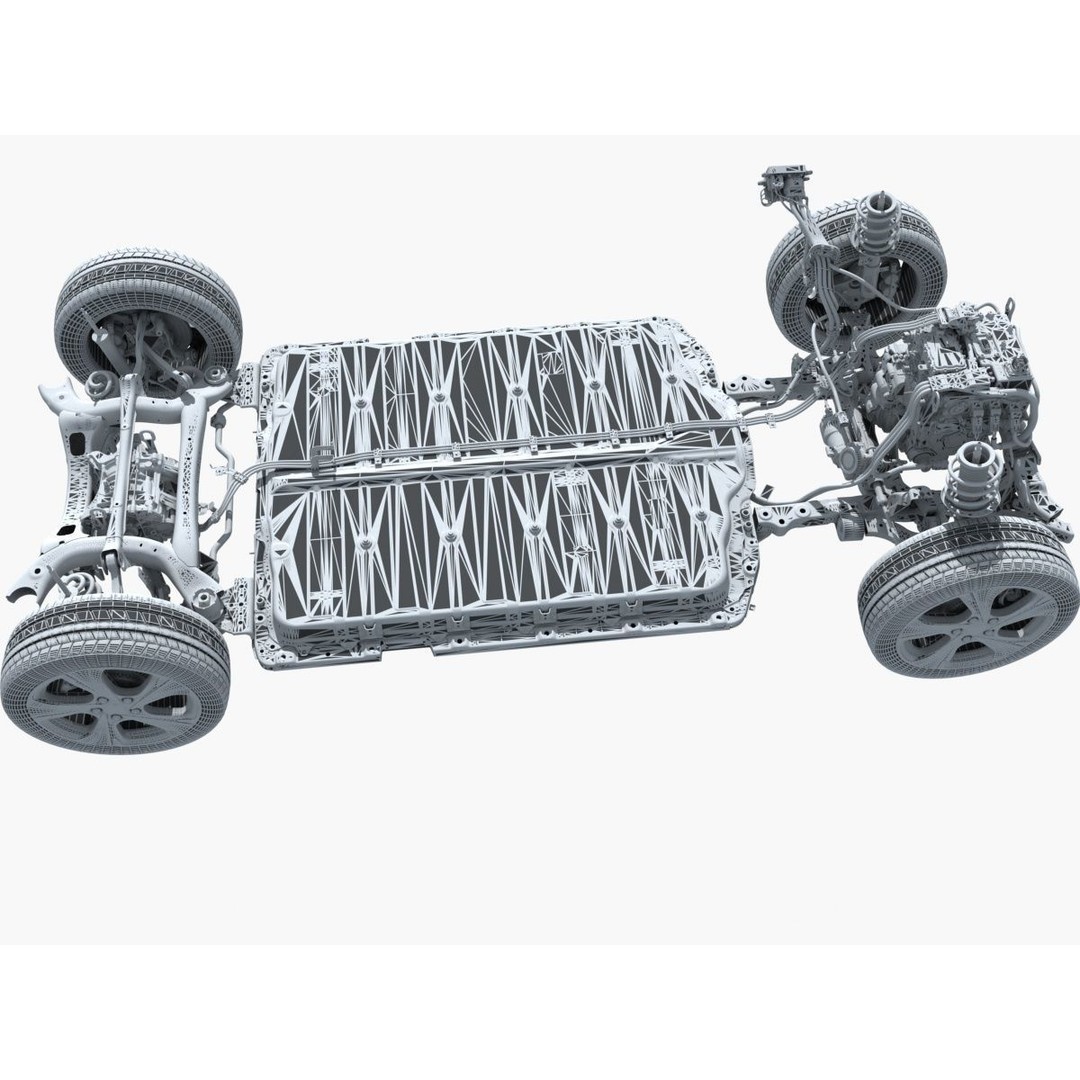Electric SUV Chassis 3D Model – Realistic Industrial Part, FBX