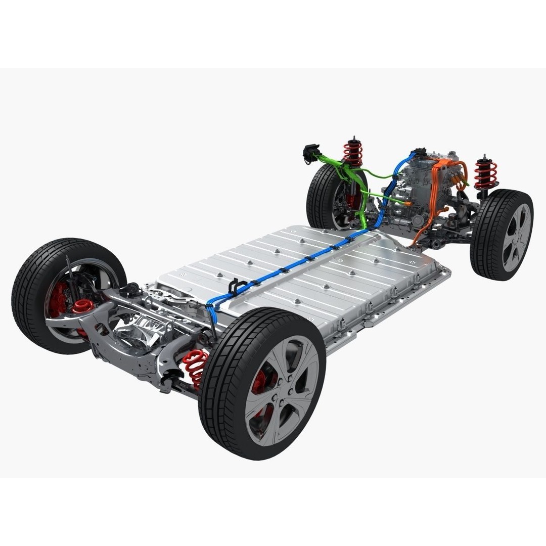 Electric SUV Chassis 3D Model – Realistic Industrial Part, FBX - View 12