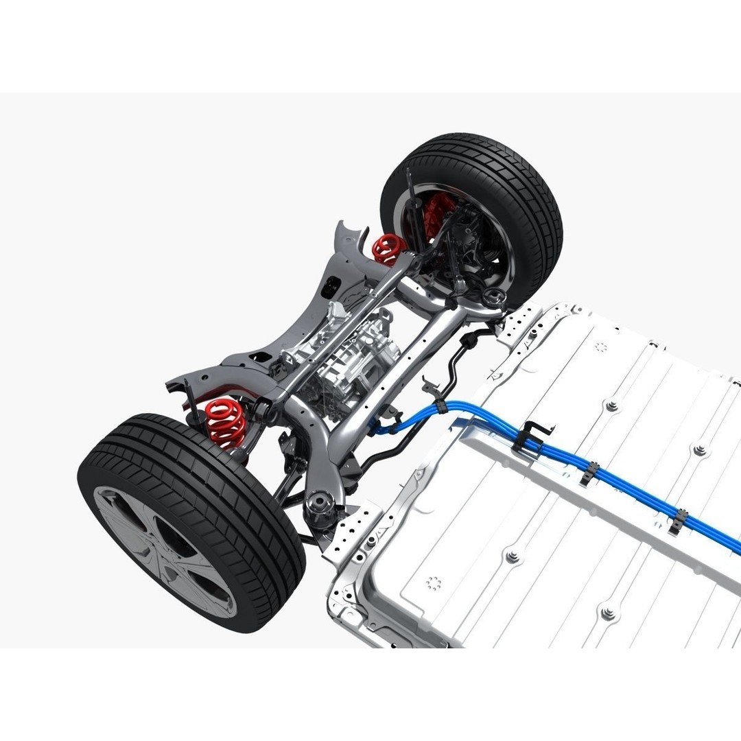 Electric SUV Chassis 3D Model – Realistic Industrial Part, FBX - View 13