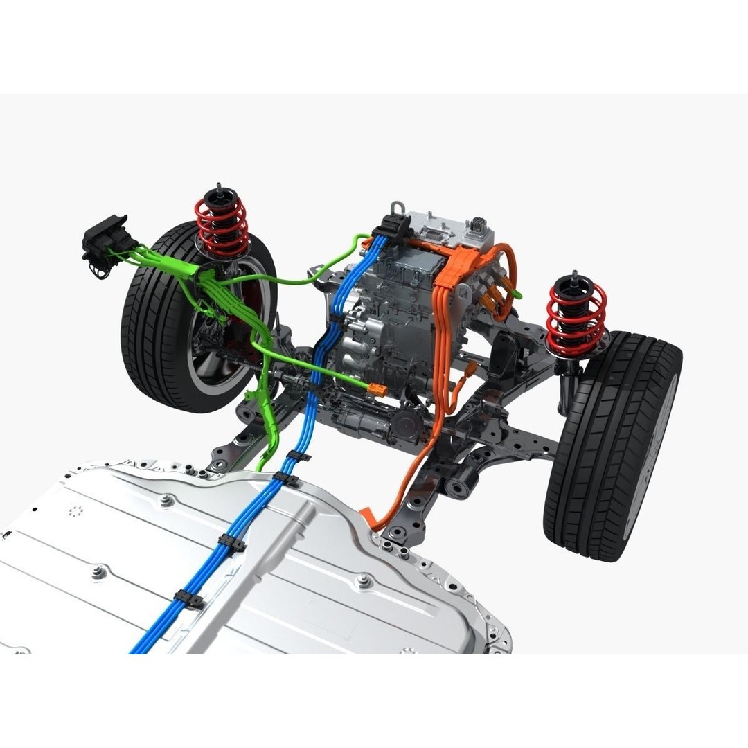 Electric SUV Chassis 3D Model – Realistic Industrial Part, FBX - View 14