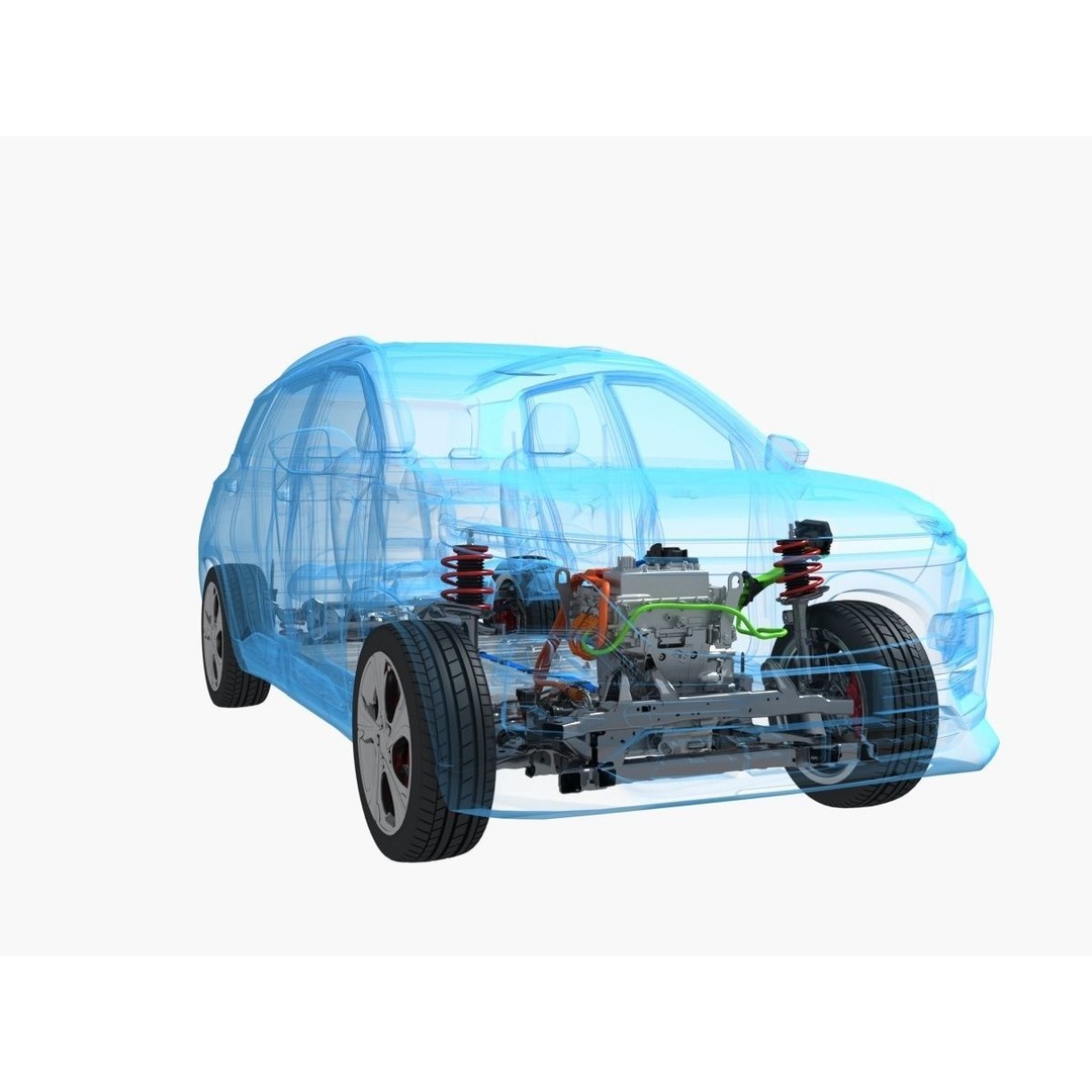 Electric SUV Chassis 3D Model – Realistic Industrial Part, FBX - View 3