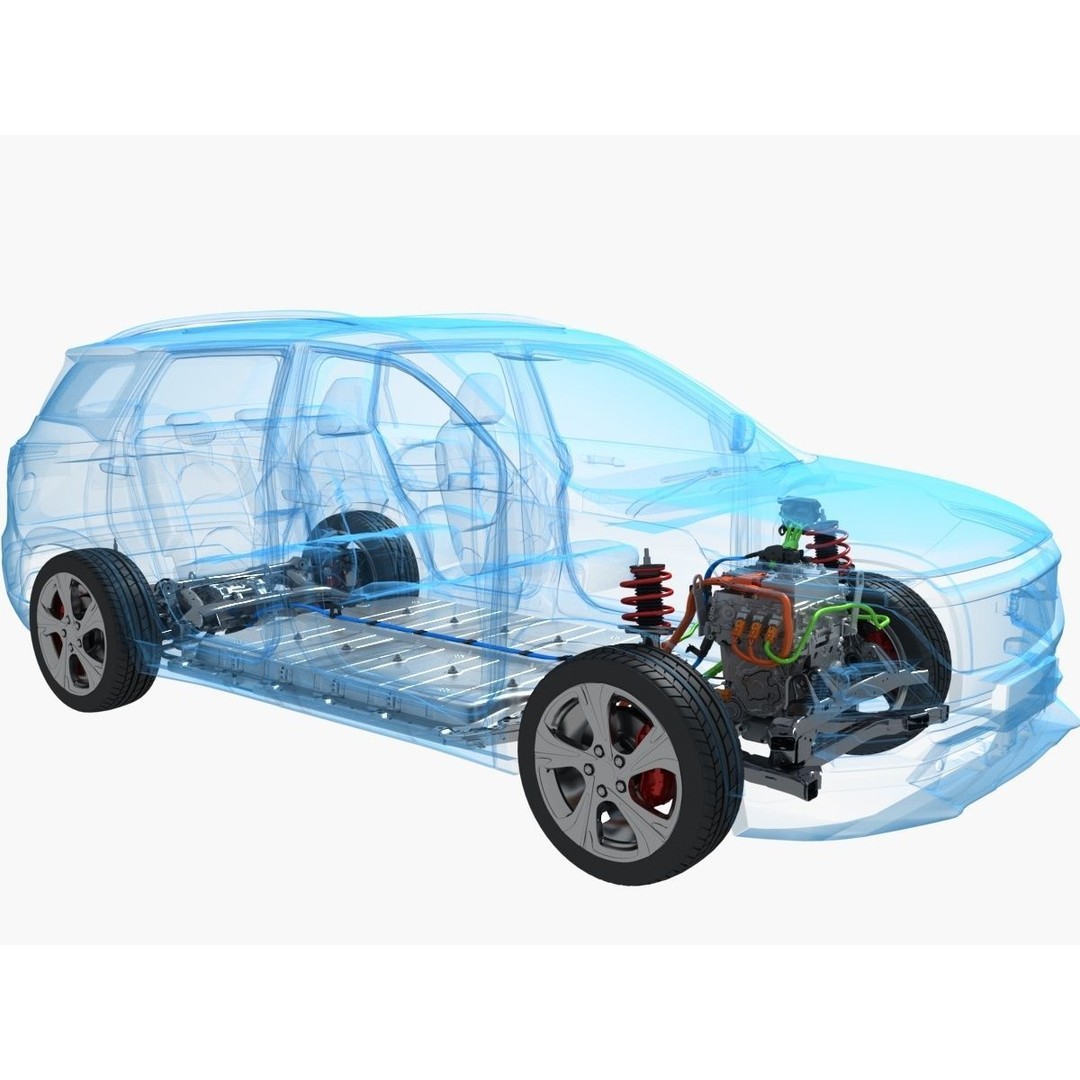 Electric SUV Chassis 3D Model – Realistic Industrial Part, FBX - View 4