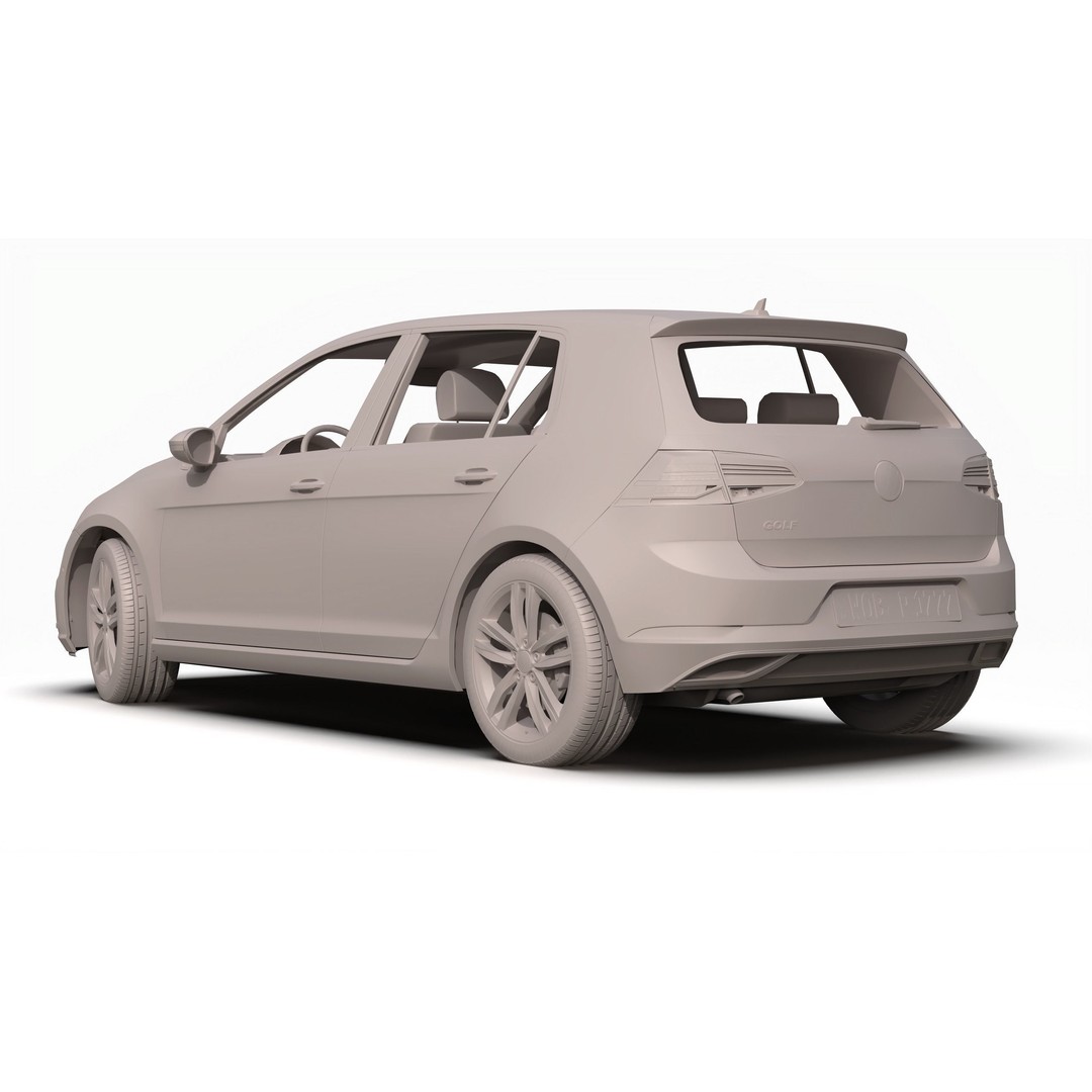 Volkswagen Golf 2017 3D Model – High Poly Game Asset, FBX & OBJ Formats - View 11