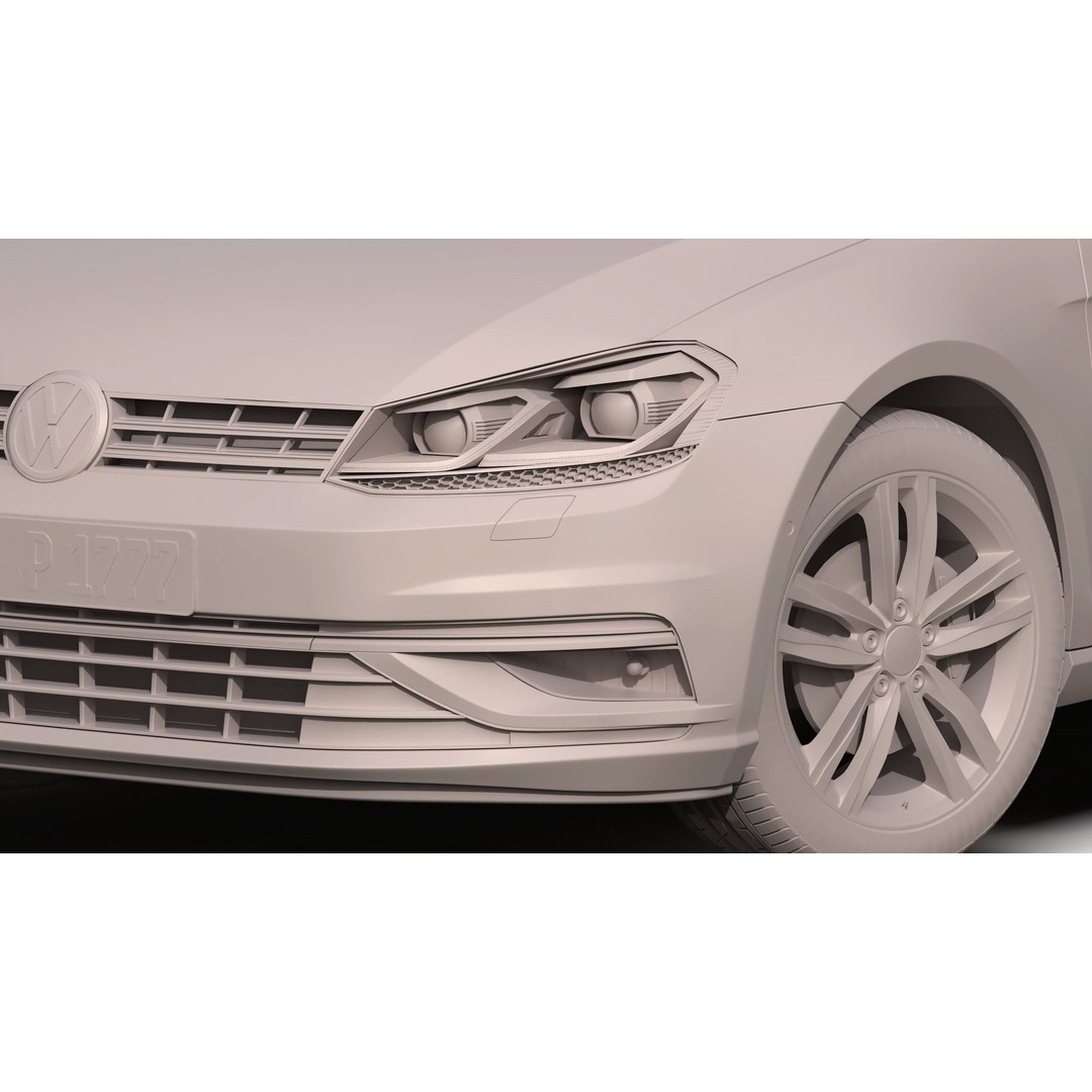 Volkswagen Golf 2017 3D Model – High Poly Game Asset, FBX & OBJ Formats - View 14