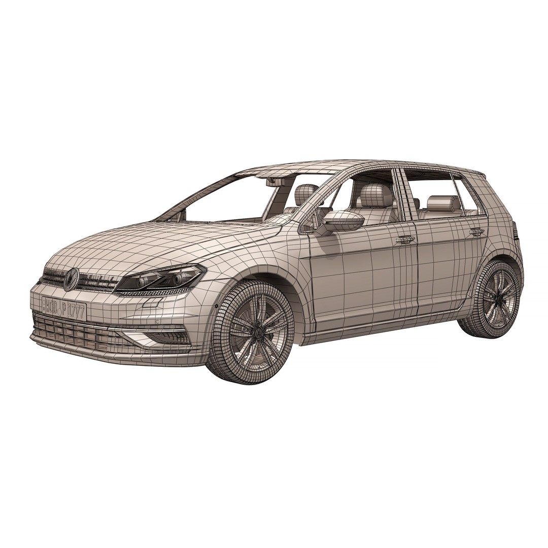 Volkswagen Golf 2017 3D Model – High Poly Game Asset, FBX & OBJ Formats - View 16