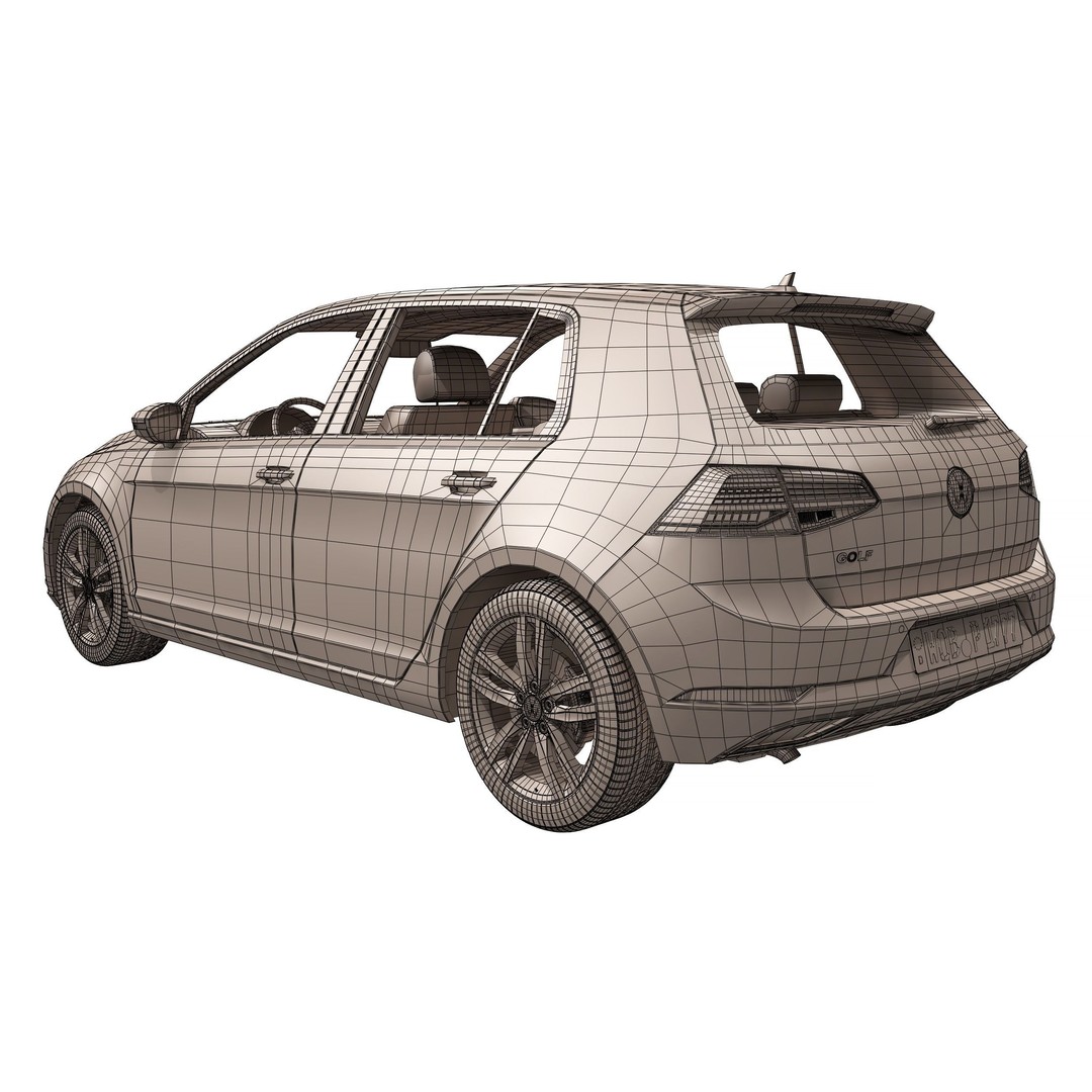 Volkswagen Golf 2017 3D Model – High Poly Game Asset, FBX & OBJ Formats - View 17