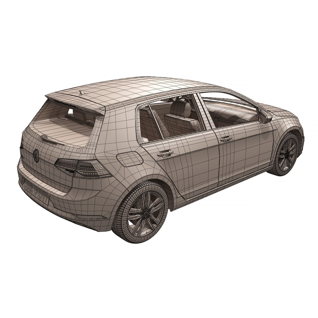 Volkswagen Golf 2017 3D Model – High Poly Game Asset, FBX & OBJ Formats - View 18